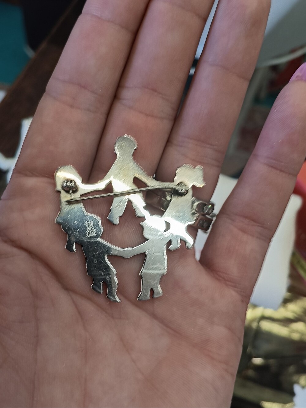 James Avery Silver Dancing Children Circle Pin Approach - Picture 5 of 6